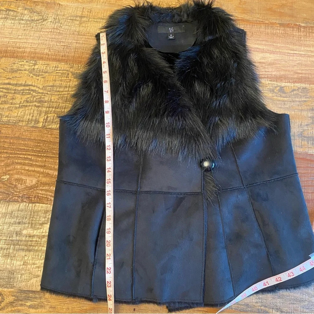 Rachel Zoe RLZ Faux Fur Black Vest size Medium Mobwife whimsigoth - Picture 5 of 11
